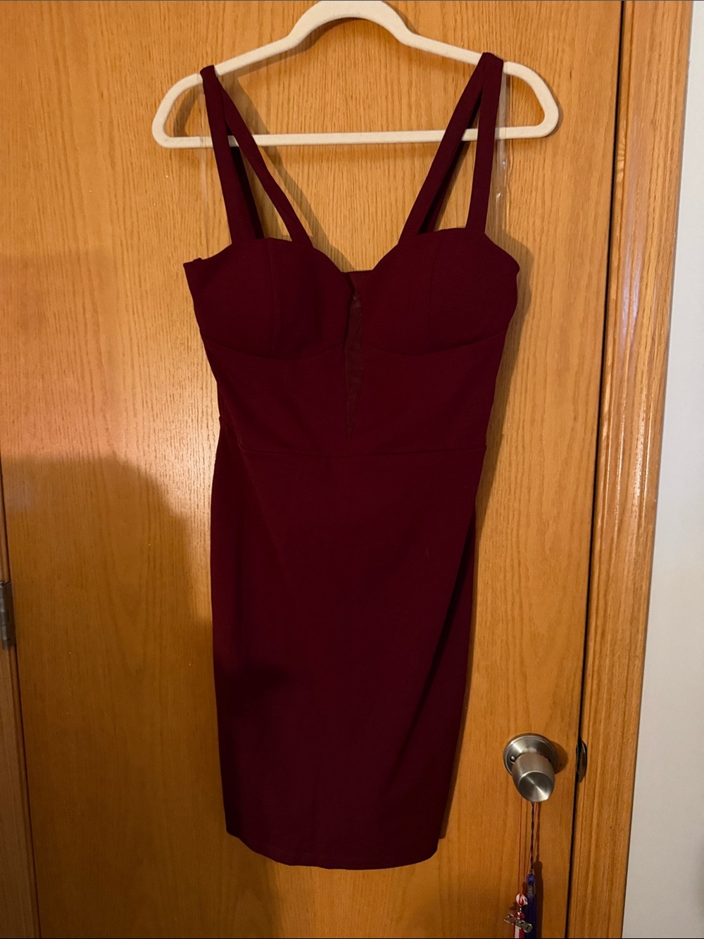 Sleeveless Burgundy Bodycon Dress with Double Straps